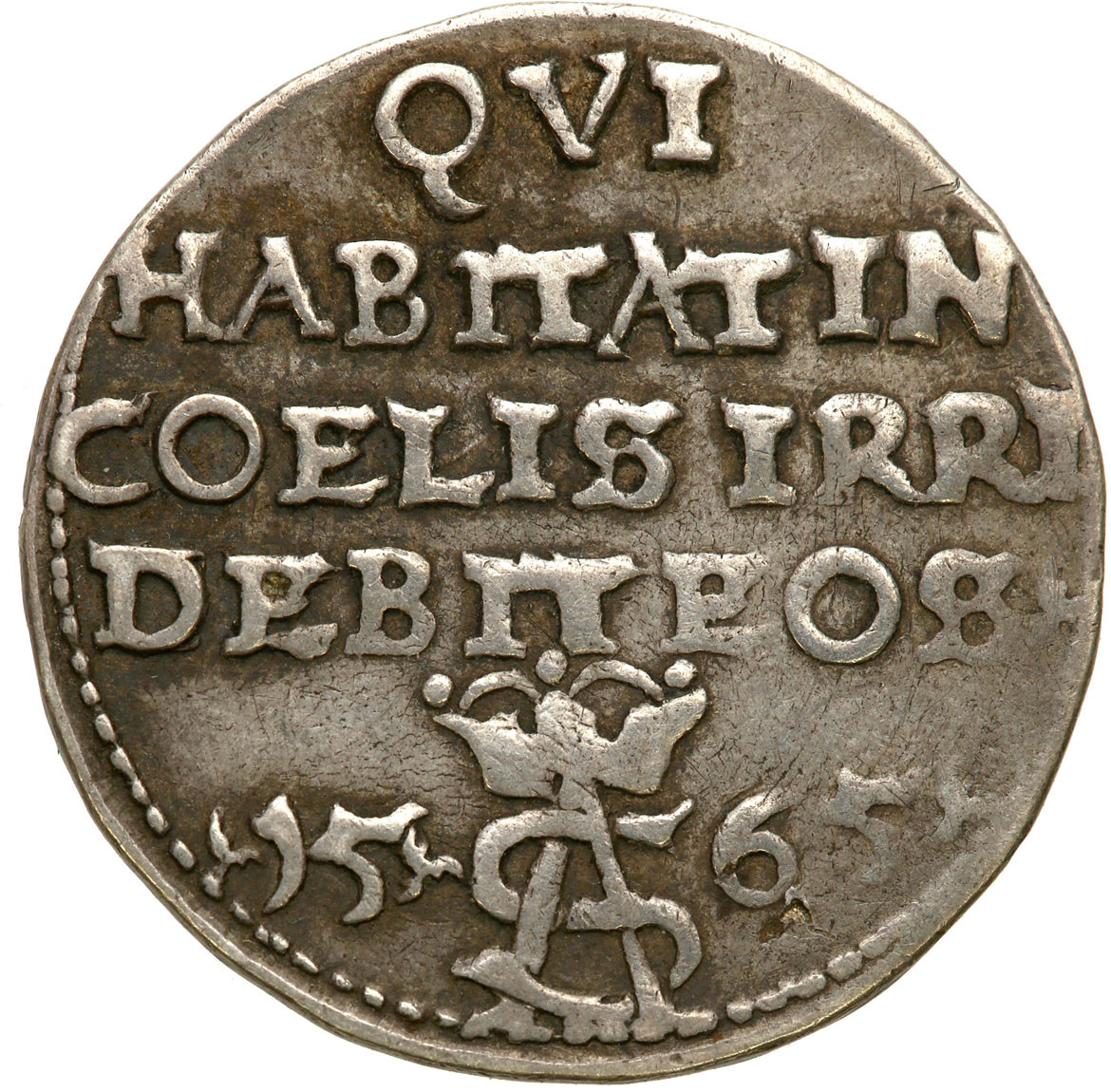 Zygmunt II August. Trojak (3 grosze) SZYDERCZY 1565, Tykocin odmiana 1 b - RZADKOŚĆ R5